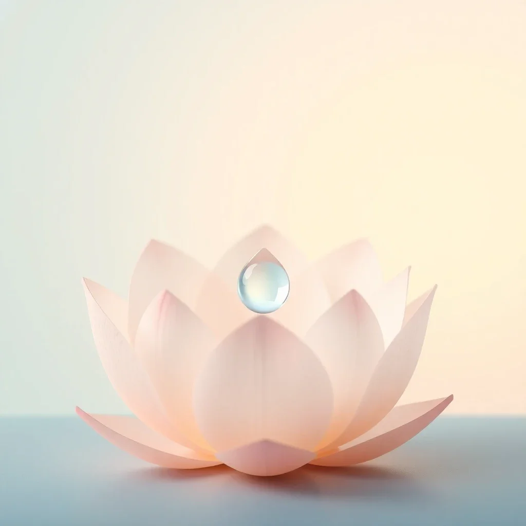 Abstract medical illustration of a lotus flower holding a pure water droplet, symbolizing gentle and protective pediatric uro