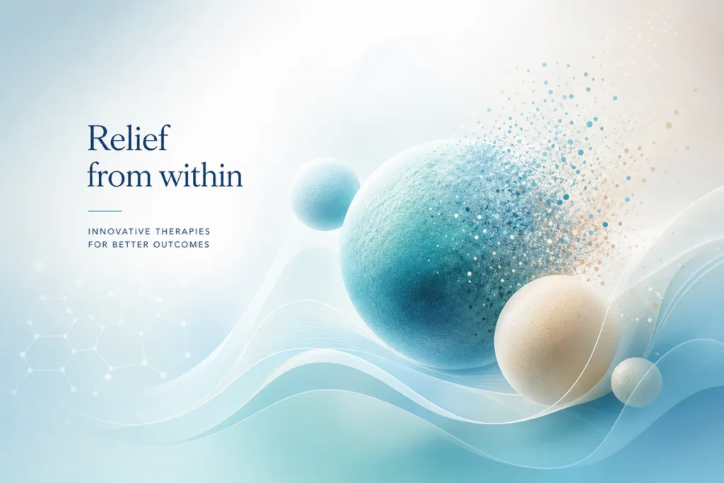 Abstract minimalist illustration with soft blue and teal gradient tones featuring organic flowing shapes and subtle spherical